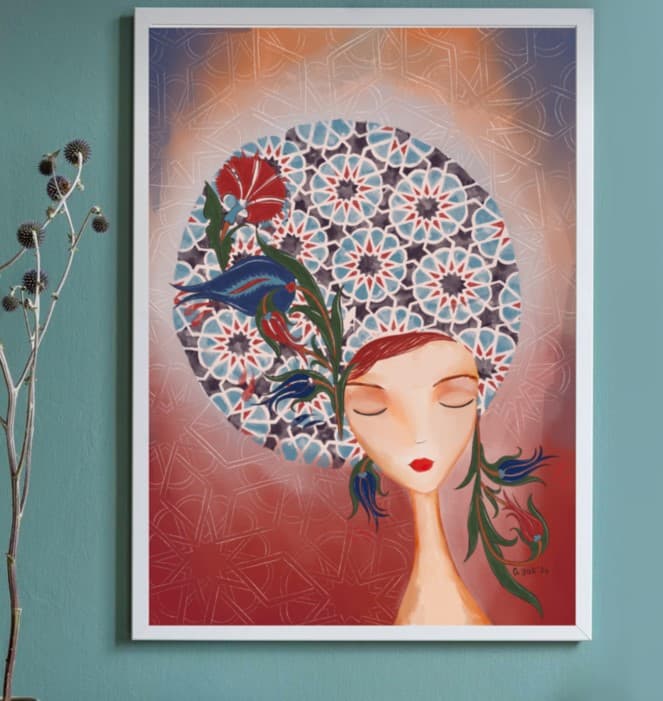 Mavi Çinili Kadın Resim - Görsel 1